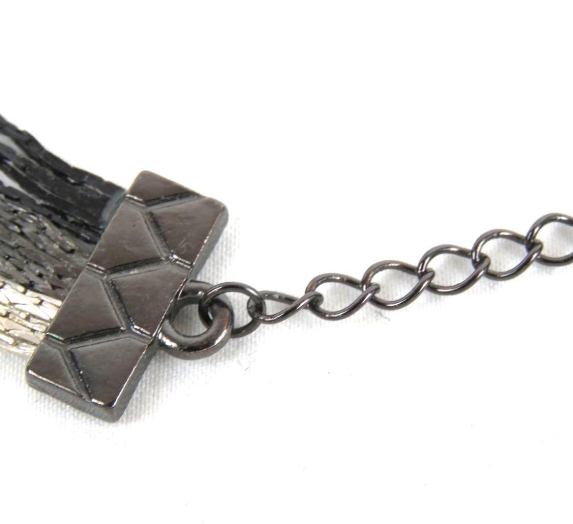 Multi Strand Dark Metal Chain Necklace Black and Silver Tone Fashion Jewelry