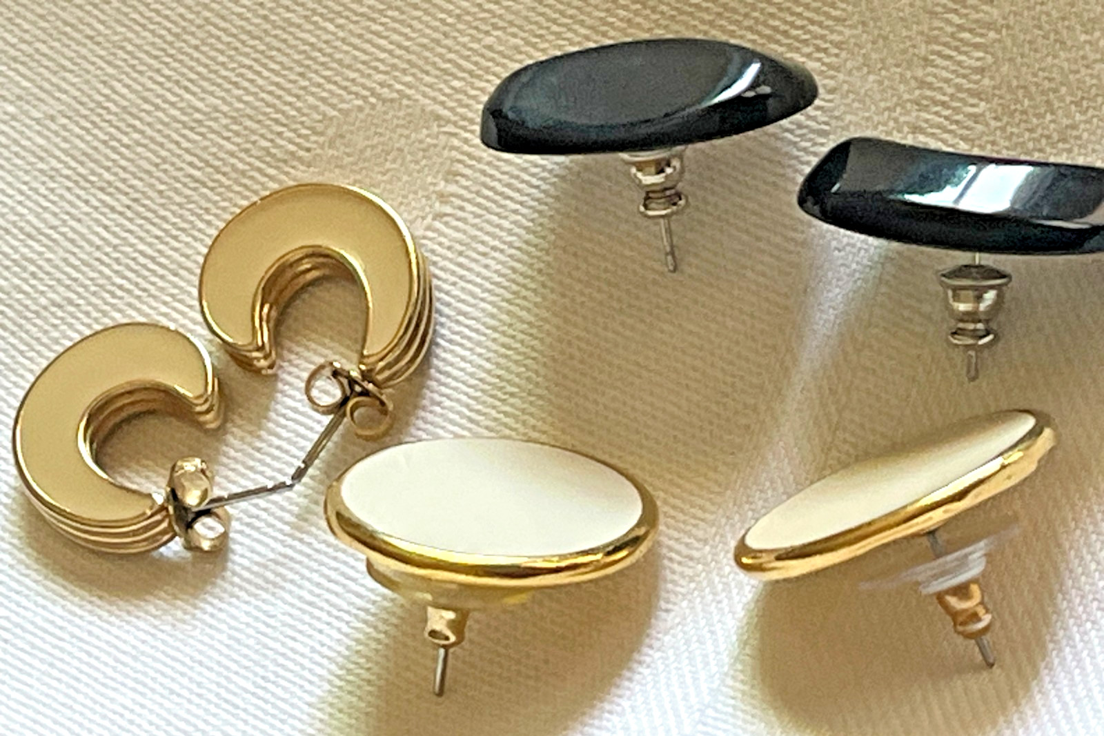 Vintage Lot of 3 Pairs of Earrings, Pierced Ears, Different Styles and Colors