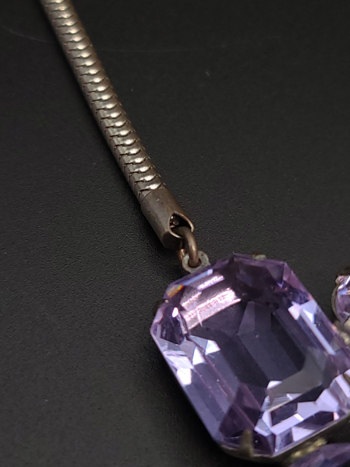 Vintage Purple Juliana Style Amethyst Glass Rhinestone Choker Necklace 14″