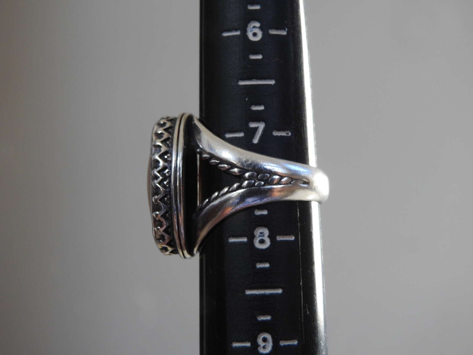 vintage Carolyn Pollack MOP STERLING SILVER ring oval shel mother of pearl 7.5