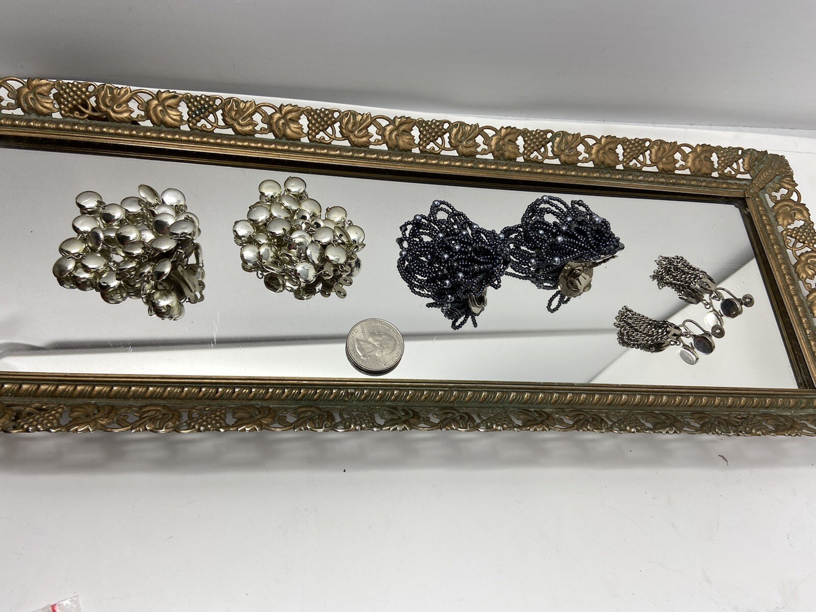 Vintage lot of 3 Gold or Silver Tone Clip on Earrings 60’s 70’s 80’s Dangle