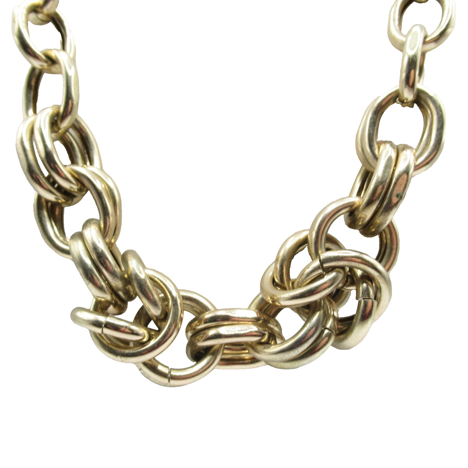 Gold Tone Metal Vintage Bold Links Chunky Loop Necklace