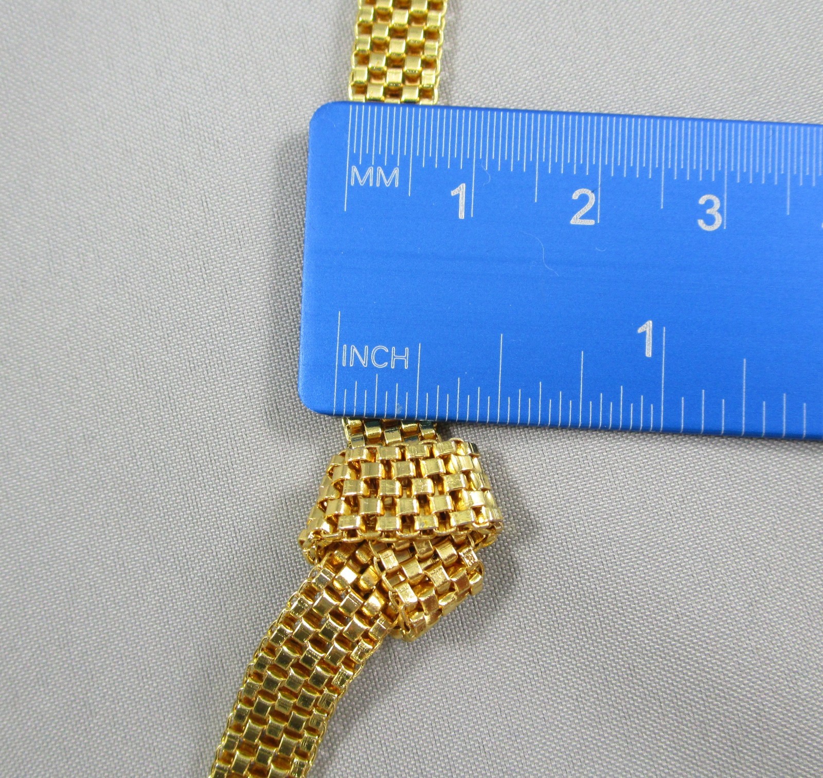 Vontage Gold Tone Metal Knotted Mesh link Chain SET Necklace & Bracelet 953