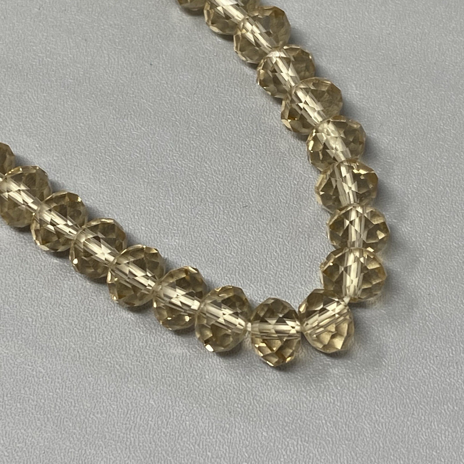 Champagne Glass Beaded Bracelet Faceted Fire Polished Coated Stretch 6.25″