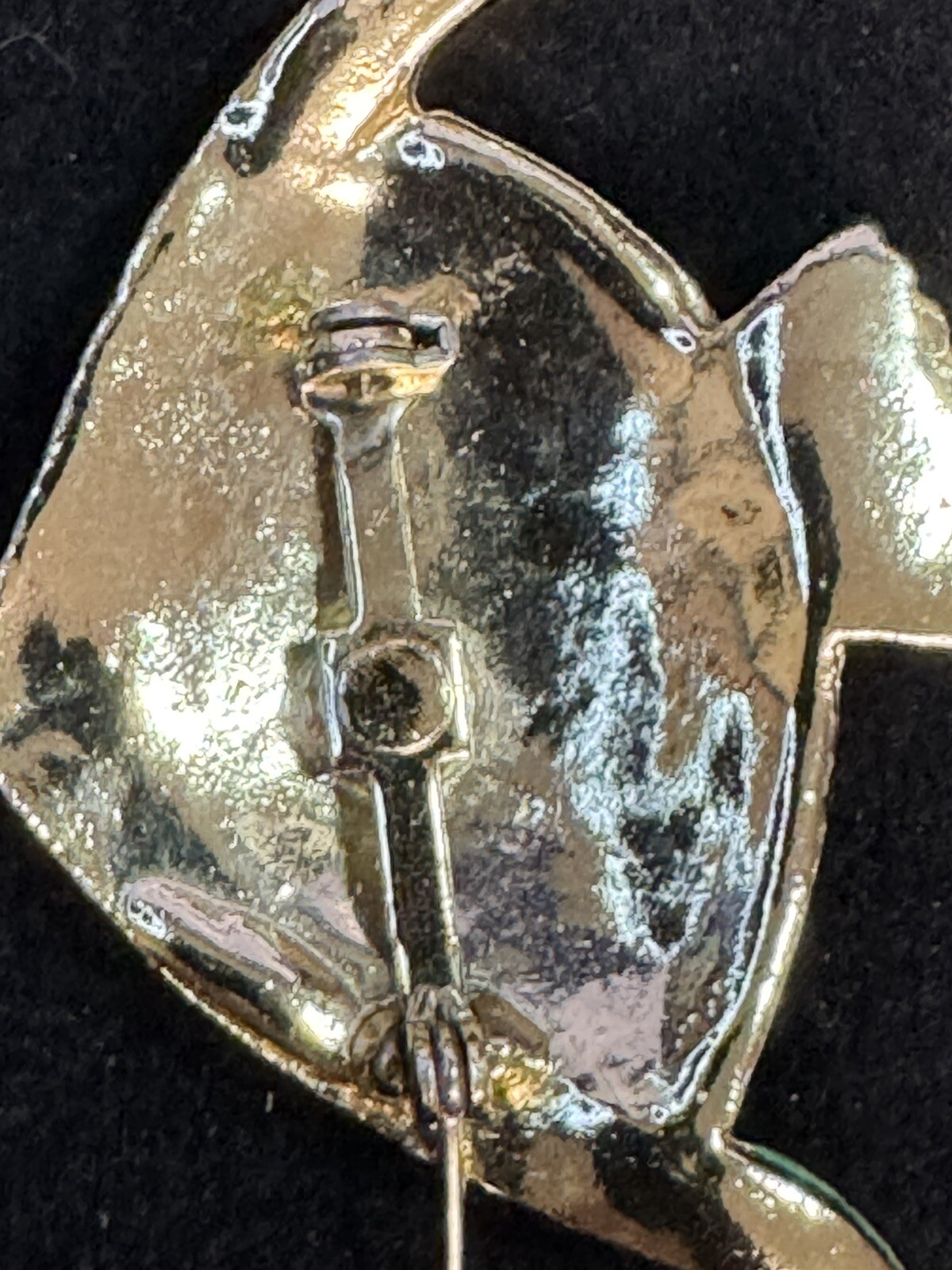 Angel Fish Brooch Pin with Aqua Enamel Finish and Gold Accents Vintage