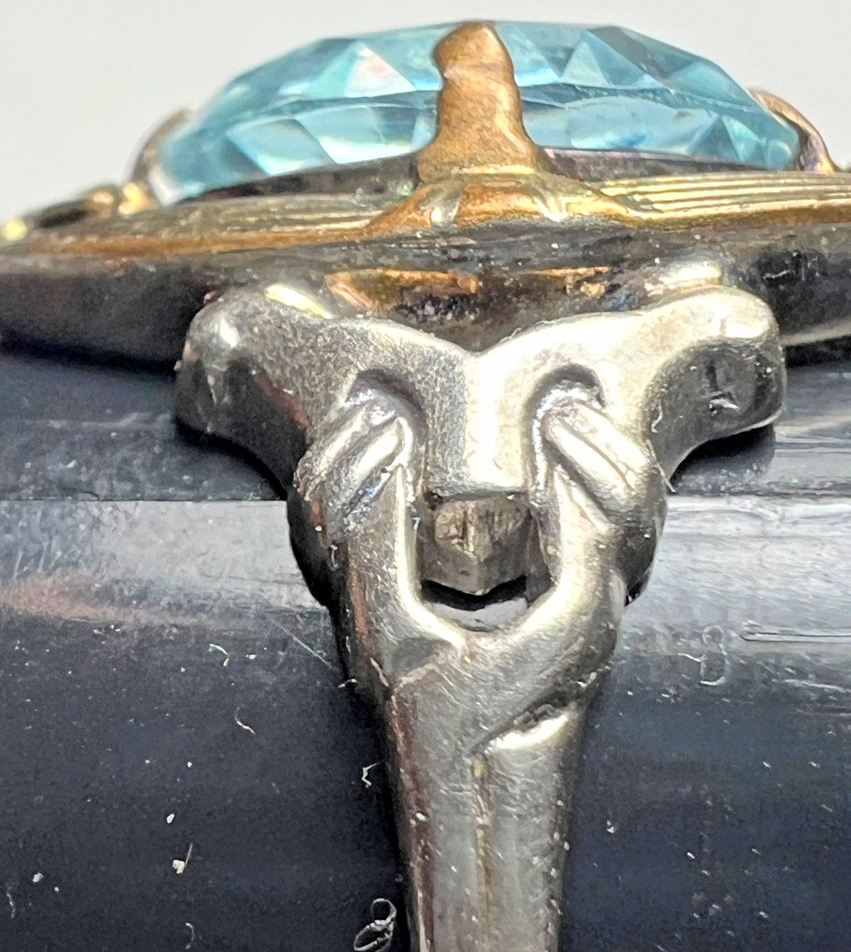 Vintage Sterling Silver & 14K Gold Ring – Large Color-Shift Blue Violet Gemstone