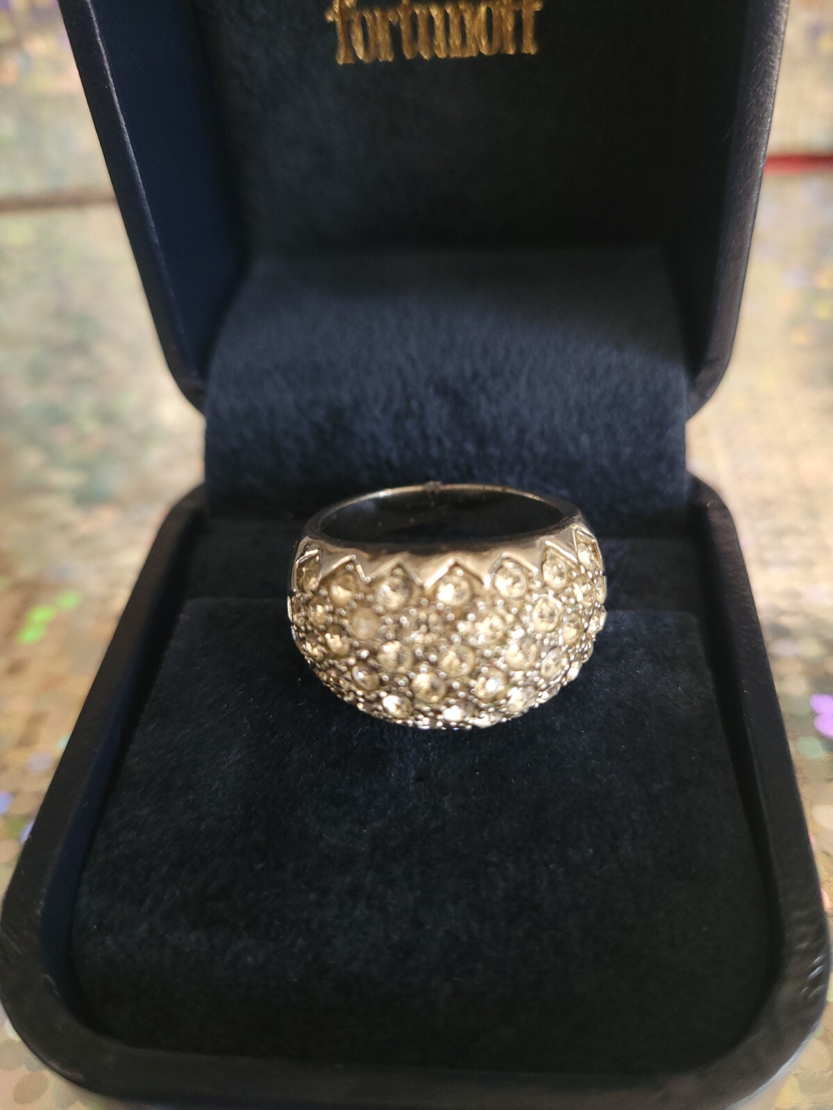 Sterling Silver heavy CZ Band Cocktail Ring size 7 3/4 ✨️ Possible 8. Read