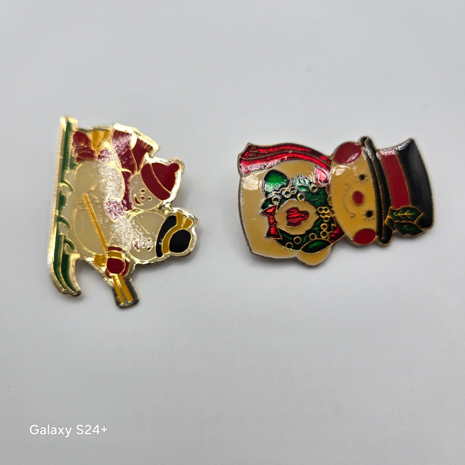 VTG Brooch Set Whimsical Cute Snowman Retro Enamel Painted Cartoon Holiday Pins