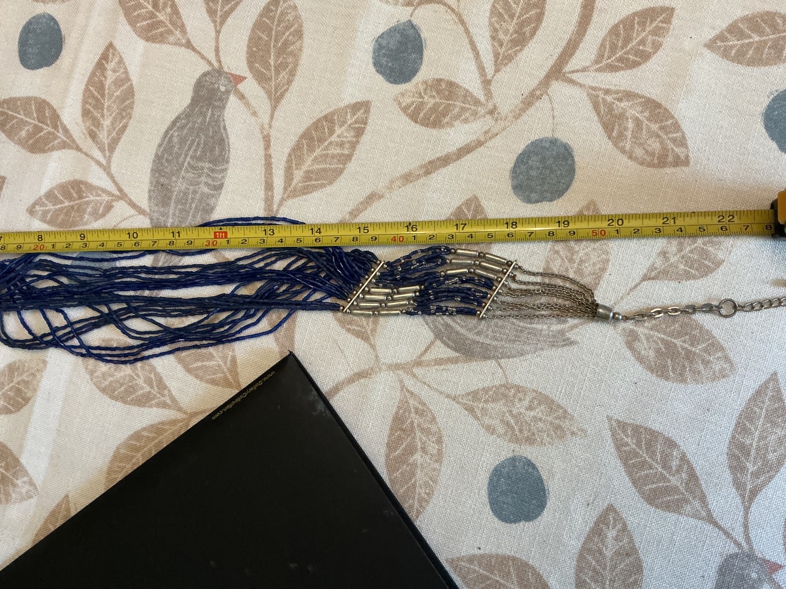 Vintage Multi-Strand Blue & Silver Beaded Boho Necklace Womens 22 Inches