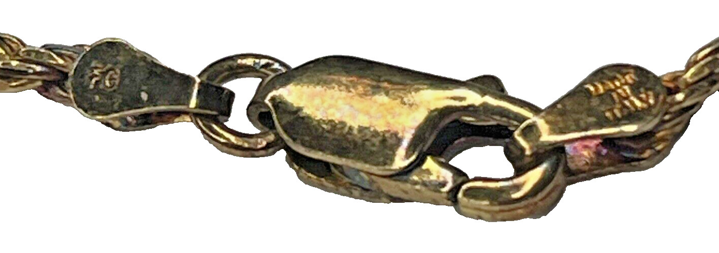 Vintage FB Italy Sterling 925 Gold Vermeil Wash Plated Rope Link Bracelet 6.75″