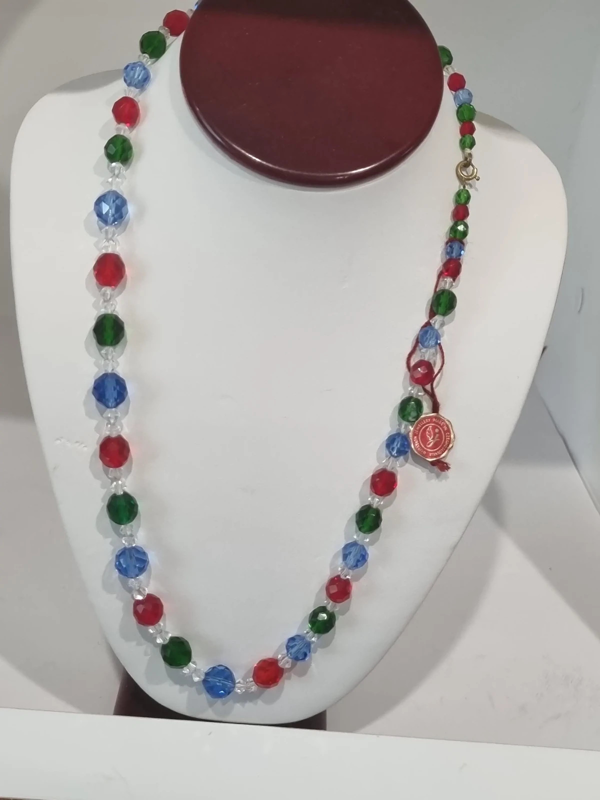 Antique c1930s Mardi Gras Glass Necklace Original Tag Bijoux de Boheime Video