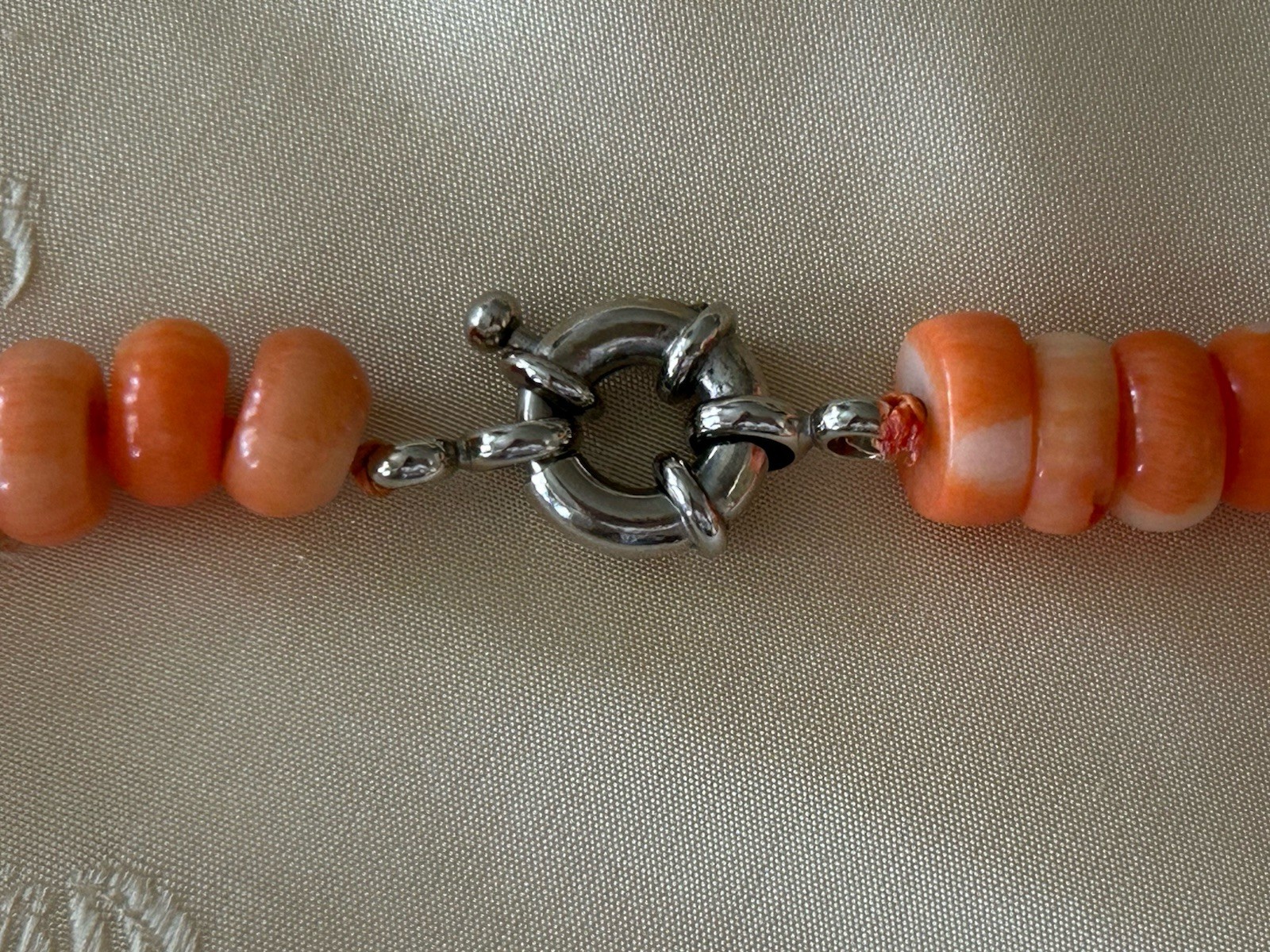 Vintage Natural Mediterranean Coral Necklace 113 Rondelle Beads 9-10mm 25”