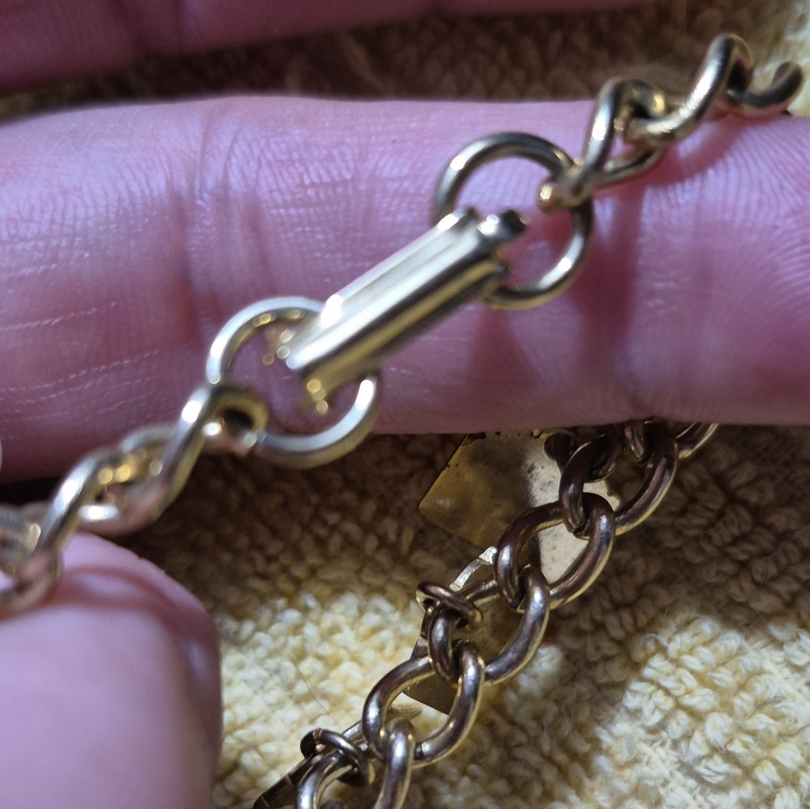 Vintage 1950s Ten Commandments Gold Tone Charm Bracelet Pearl Bible 6”