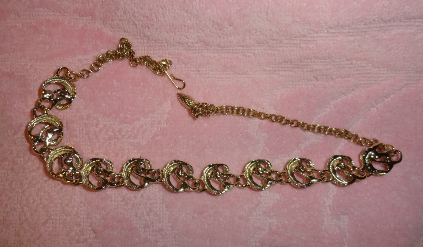 Vintage Golden Choker Necklace w/ Aurora Borealis Rhinestones & Faux Pearls Coro
