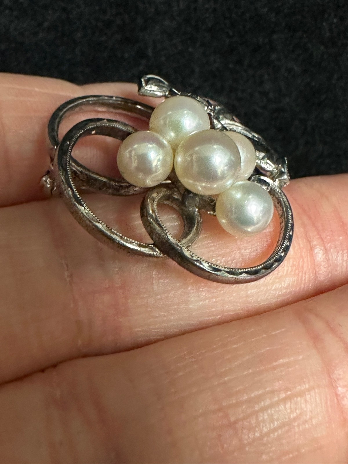 Mikimoto Sterling Pearl, Grape Leaf Pin