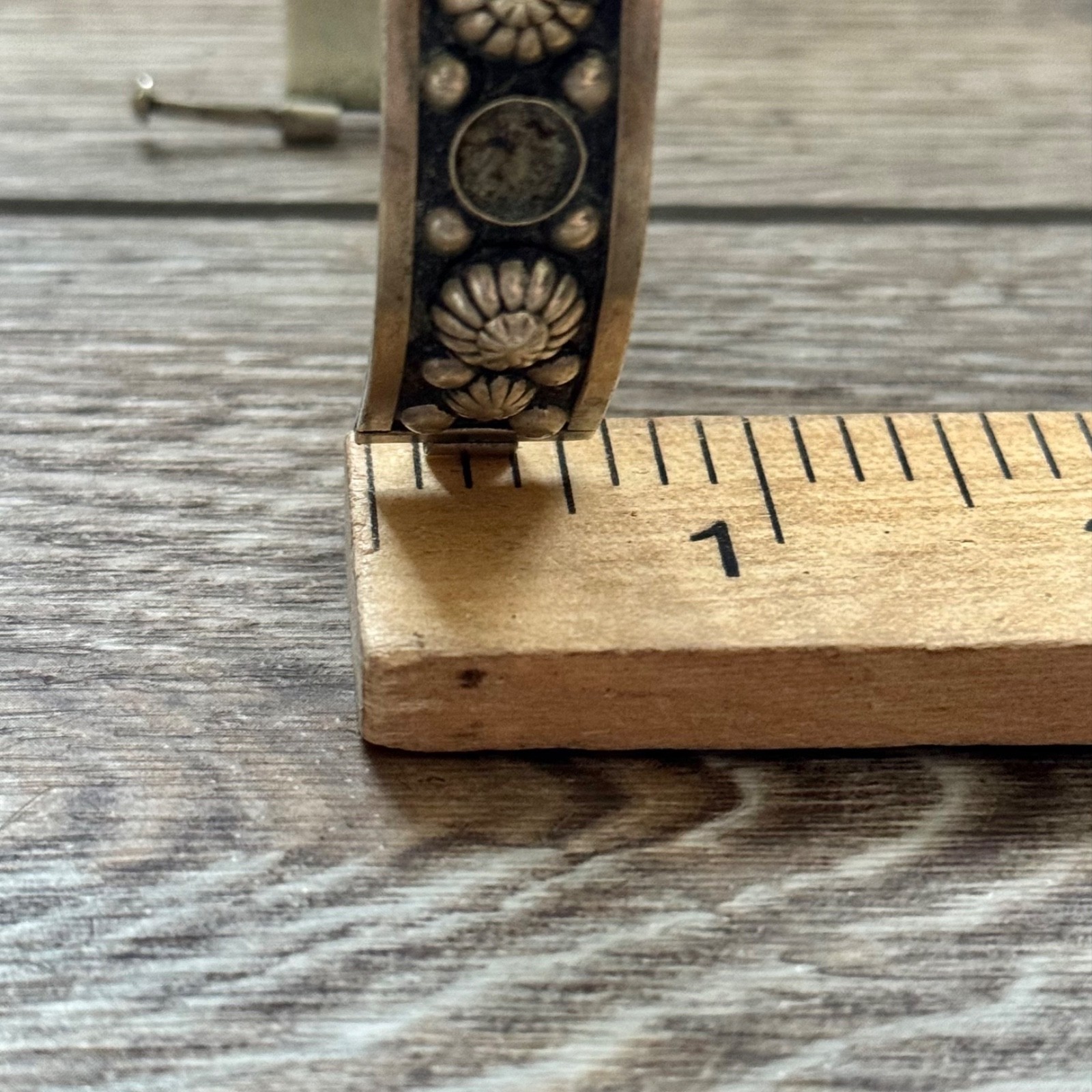 Vintage Alpaca Misshaped Hinged Bracelet Missing Stones Tarnished Double Stamp C