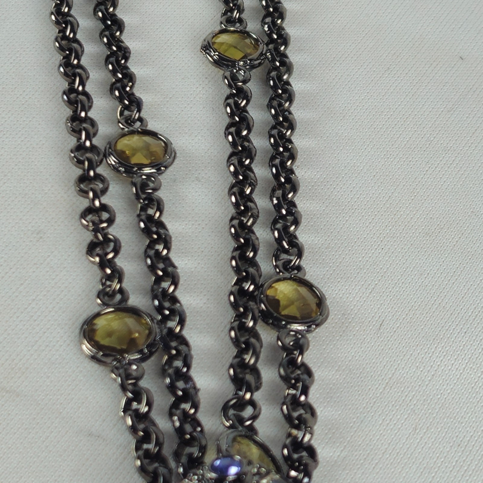 Real Collectibles by Adrienne Purple Crystal Gemstone Cross + 50″ Necklace VTG