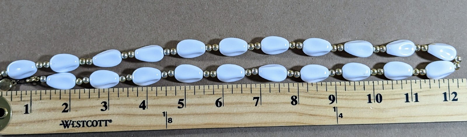 Vintage Twisted Off White & Pastel Pink Green Purple Beaded Necklace 28″ + White