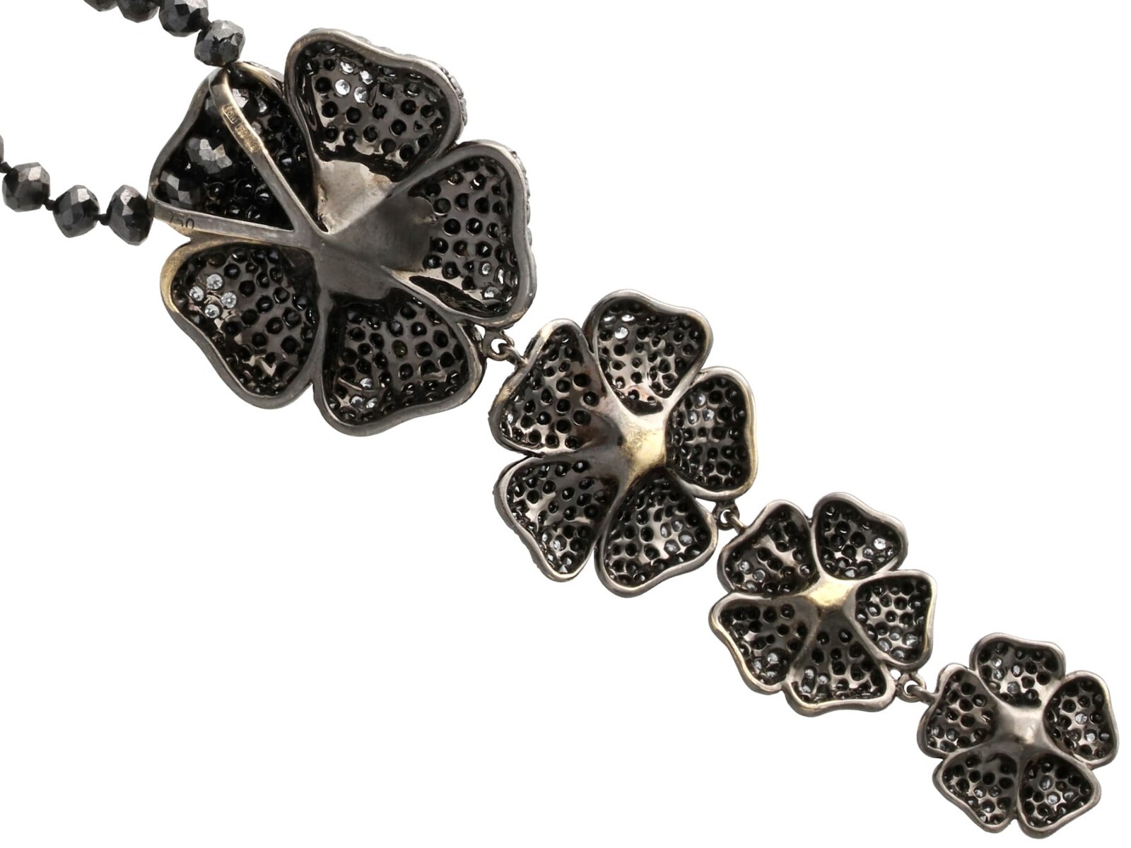 Cultured Pearl, Black Diamond, White Diamond, 18k Oxidised White Gold Pendant