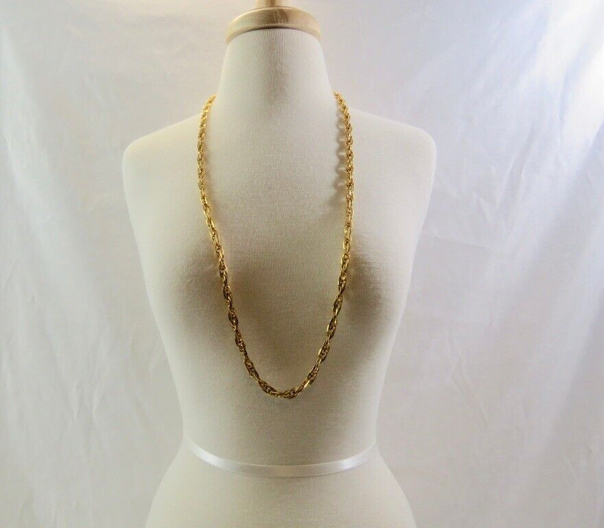 Vintage Roget Gold Tone Long Rope Chain Necklace Versatile Business Casual