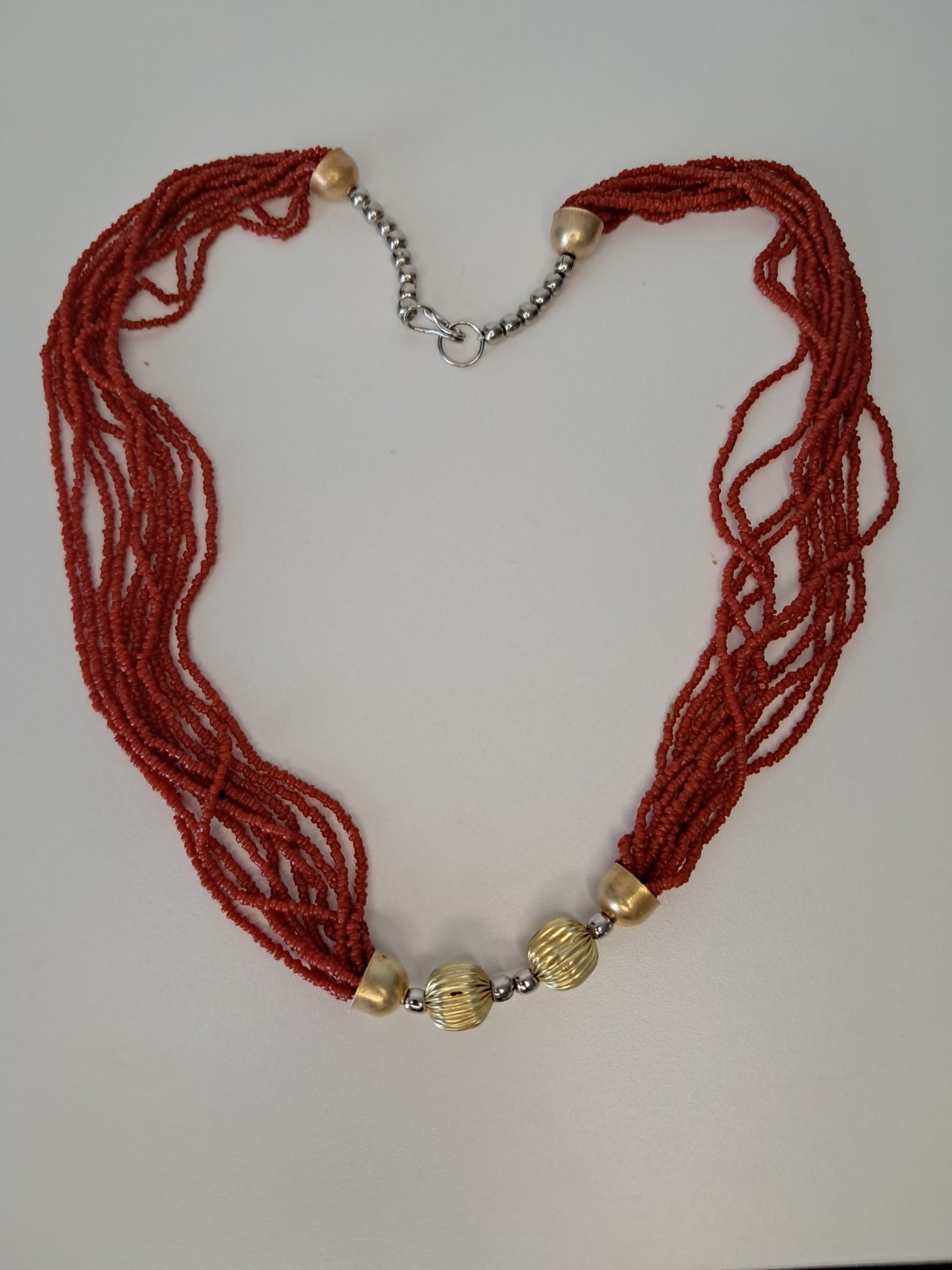 Boho Multi-Strand Red Coral Necklace Mediterranean Ethnic Style 40g