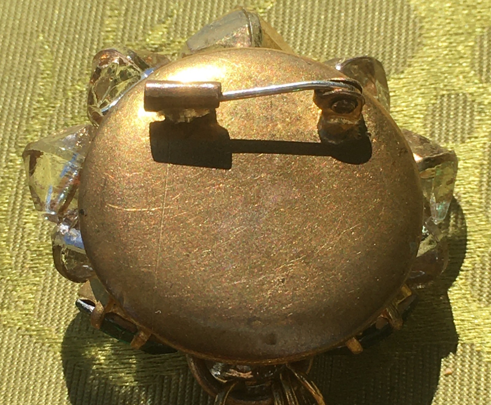 FRENCH STUNNING 1920s BROOCH & DANGLING CHARMS~FOIL BACK CZECH GLASS RHINESTONES