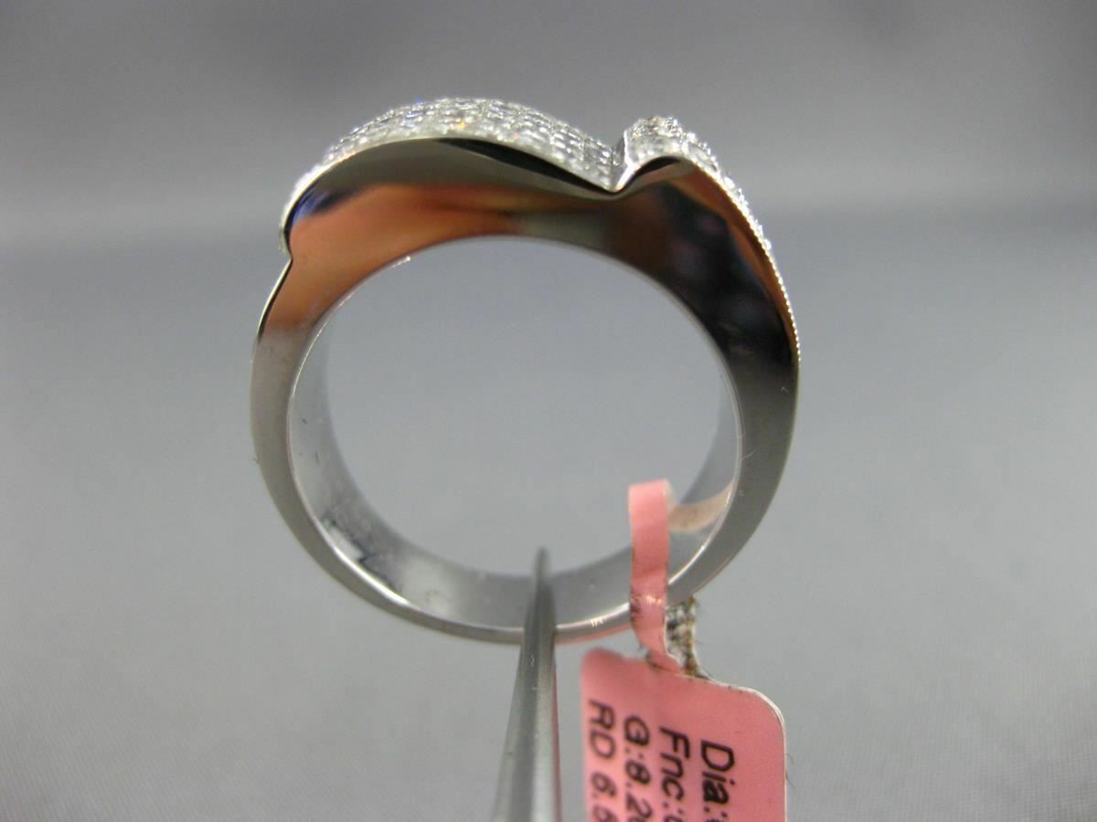 ESTATE WIDE 1.30CT DIAMOND 18KT WHITE GOLD 3D MULTI ROW MILGRAIN RING F/G VS/VVS
