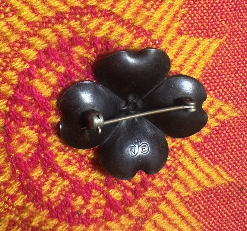 Vintage Dogwood Flower Brooch Signed New England Glass Works