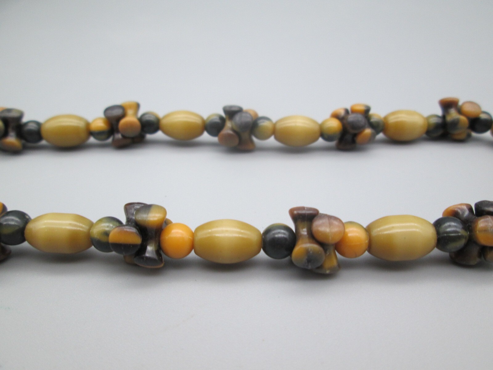 Tortoise Shell Print Acrylic Bead Artisan Made 17″ Necklace Vintage Estate 70’s