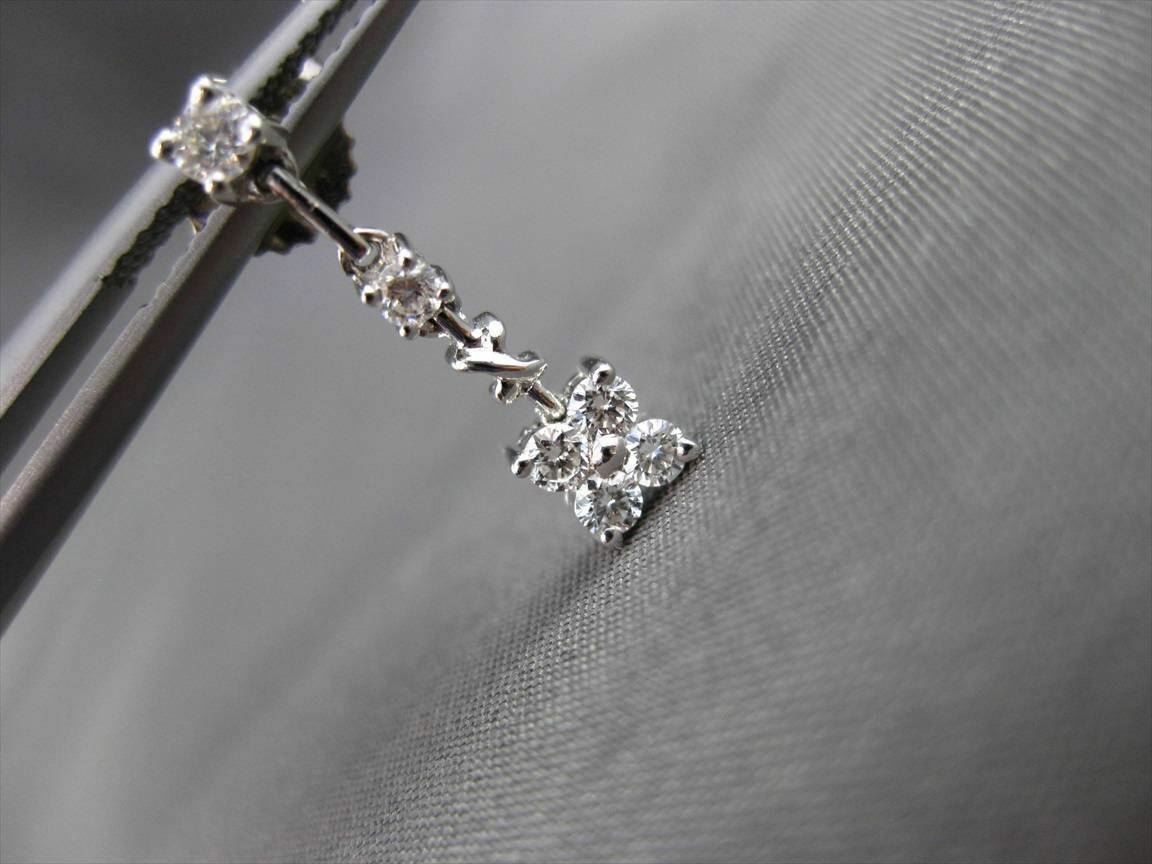 ESTATE .42CT DIAMOND 18KT WHITE GOLD SQUARE FLOWER HANGING EARRINGS F/G VVS VS