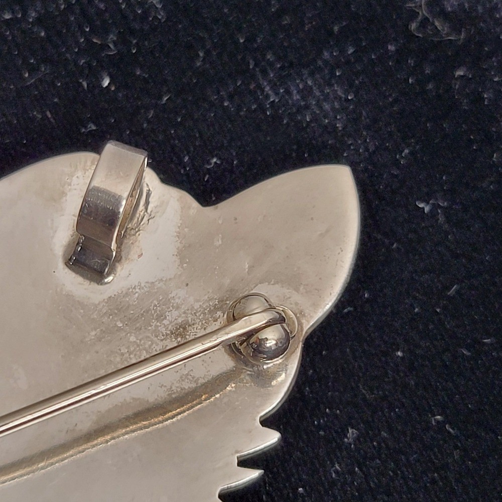 Sterling Silver 925 Kitten Cat Brooch Pin Pendant Vintage Taxco Mexico
