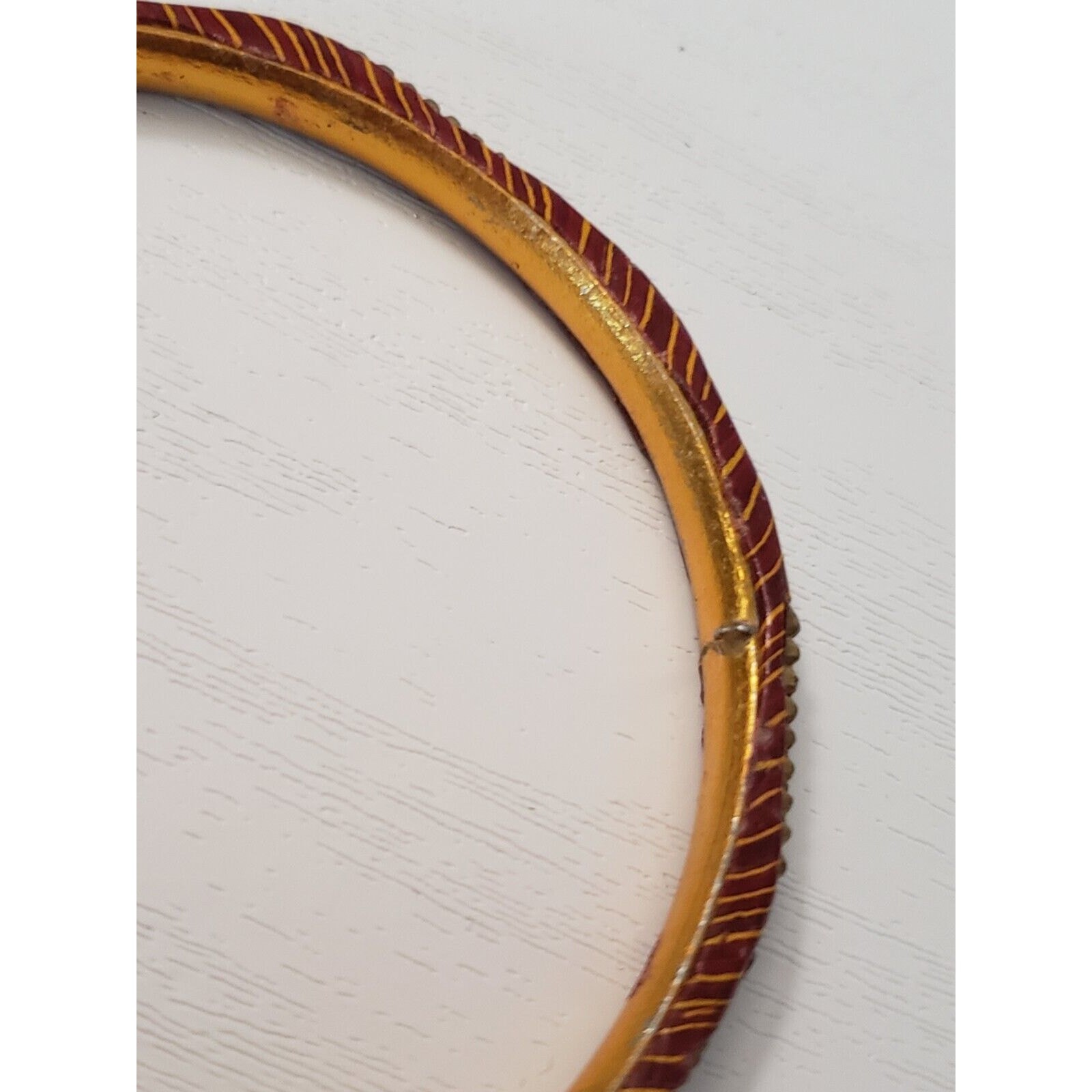 Vintage Bracelet / Bangle Red Brown Tone, Gold Tone with Metal Detail 7.25″