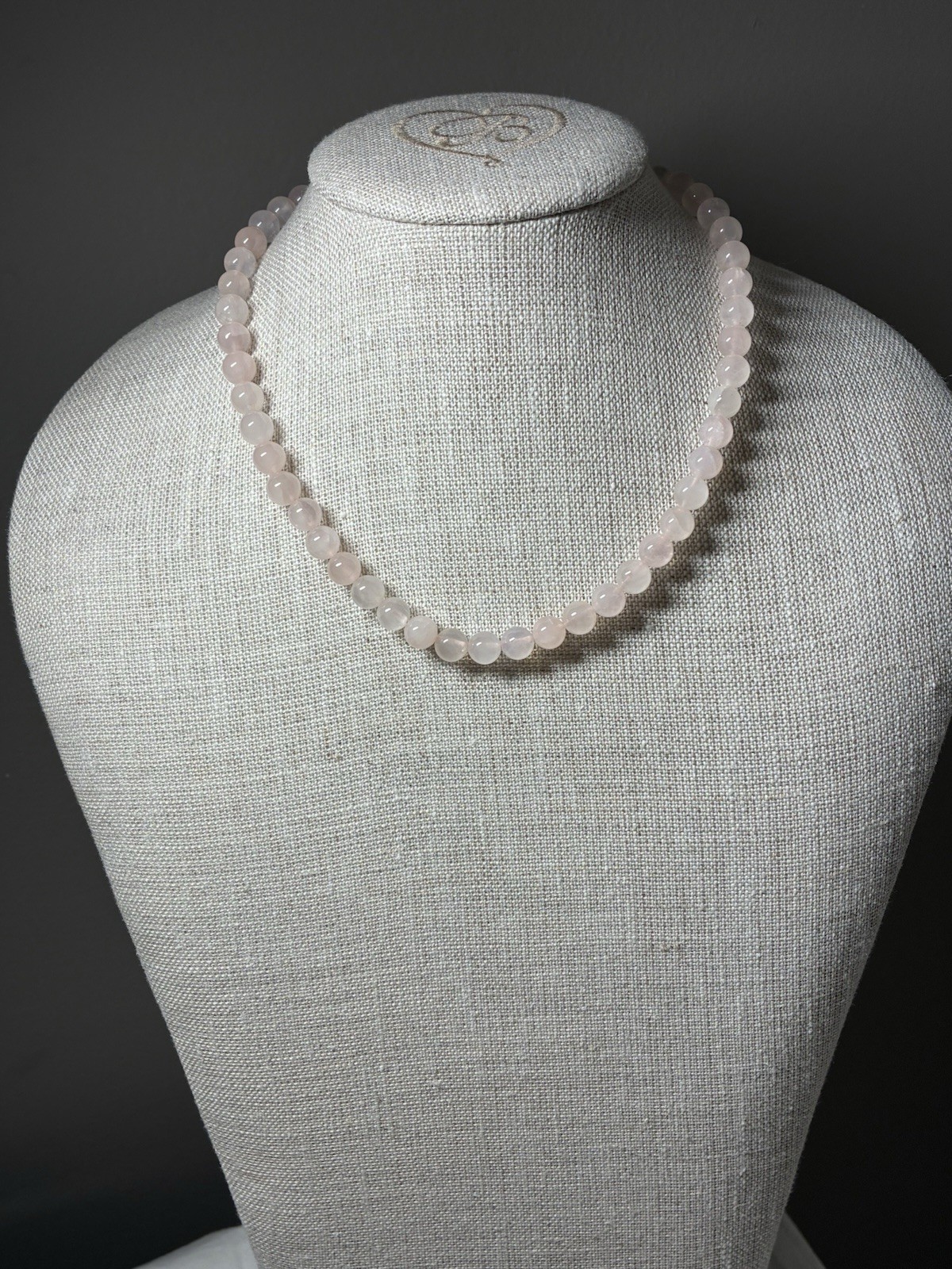 VTG Rose Quartz Bead Necklace Hand Knotted Genuine Pink Gemstone Choker S Clasp