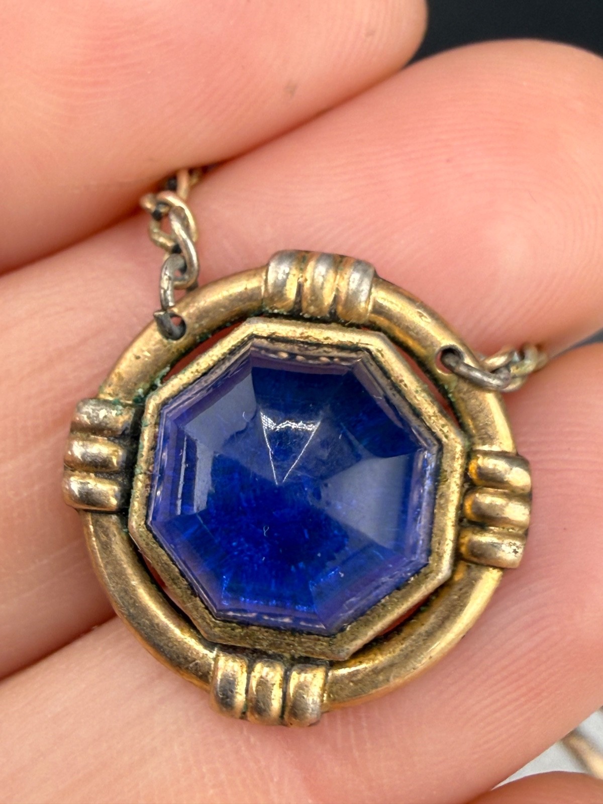 Vintage Hadley Tie Clip Blue Gold Tone