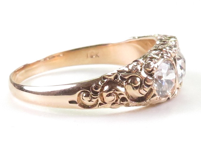 Antique 1920’s European Diamond Engagement Ring 10K Rose Gold 9 UK-R1/2 EGL USA