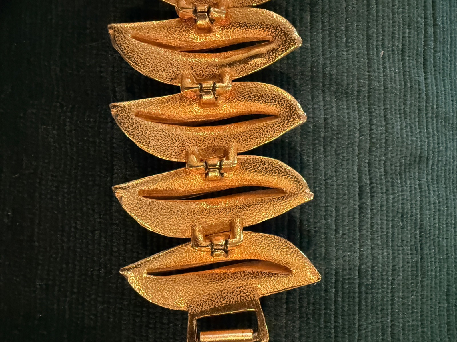 Vintage ART Modernist Bracelet Gold Tone White Enamel Brutalist Sculptural
