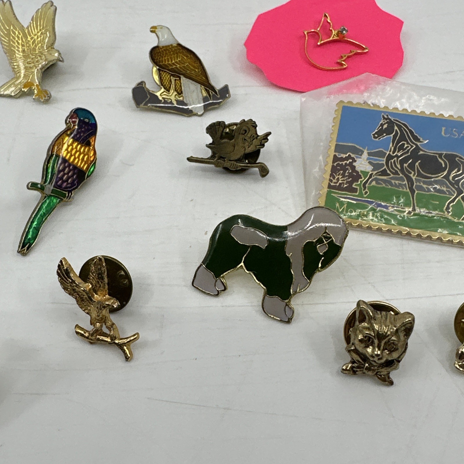 Vintage Animal Enamel Pin Lot Birds Panda Wildlife Cloisonne Gold (PIN-1)