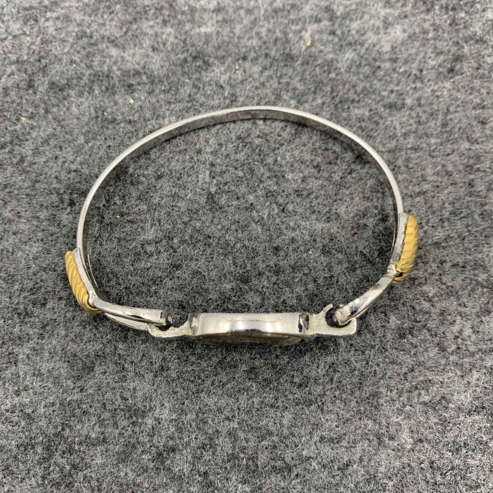 Vintage Avon Abalone Shell Oval Bracelet, Gold and Silver Two Tone Bangle