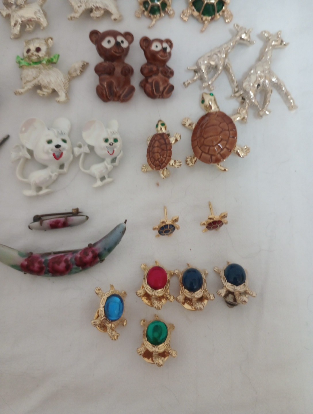 Lot Of 38 Different Pairs Of Pins In All Different Styles And Shapes Matching