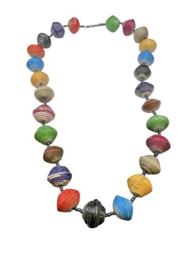 Vintage African Handmade Bead Necklace Uganda 30 Inch