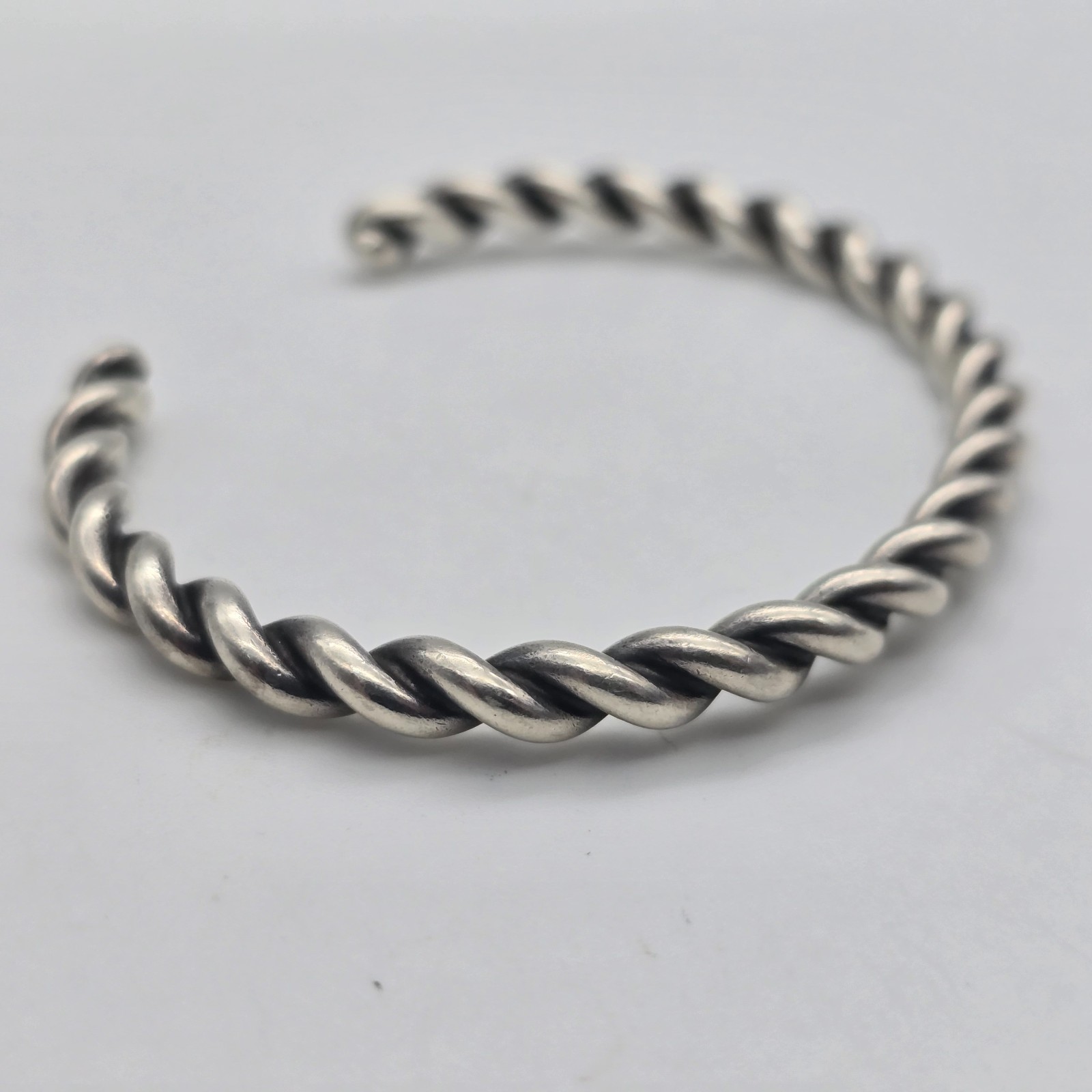 VTG Southwest Twist Wire Cord – 5 mm Sterling Silver Cuff Bangle Bracelet: 6.45″