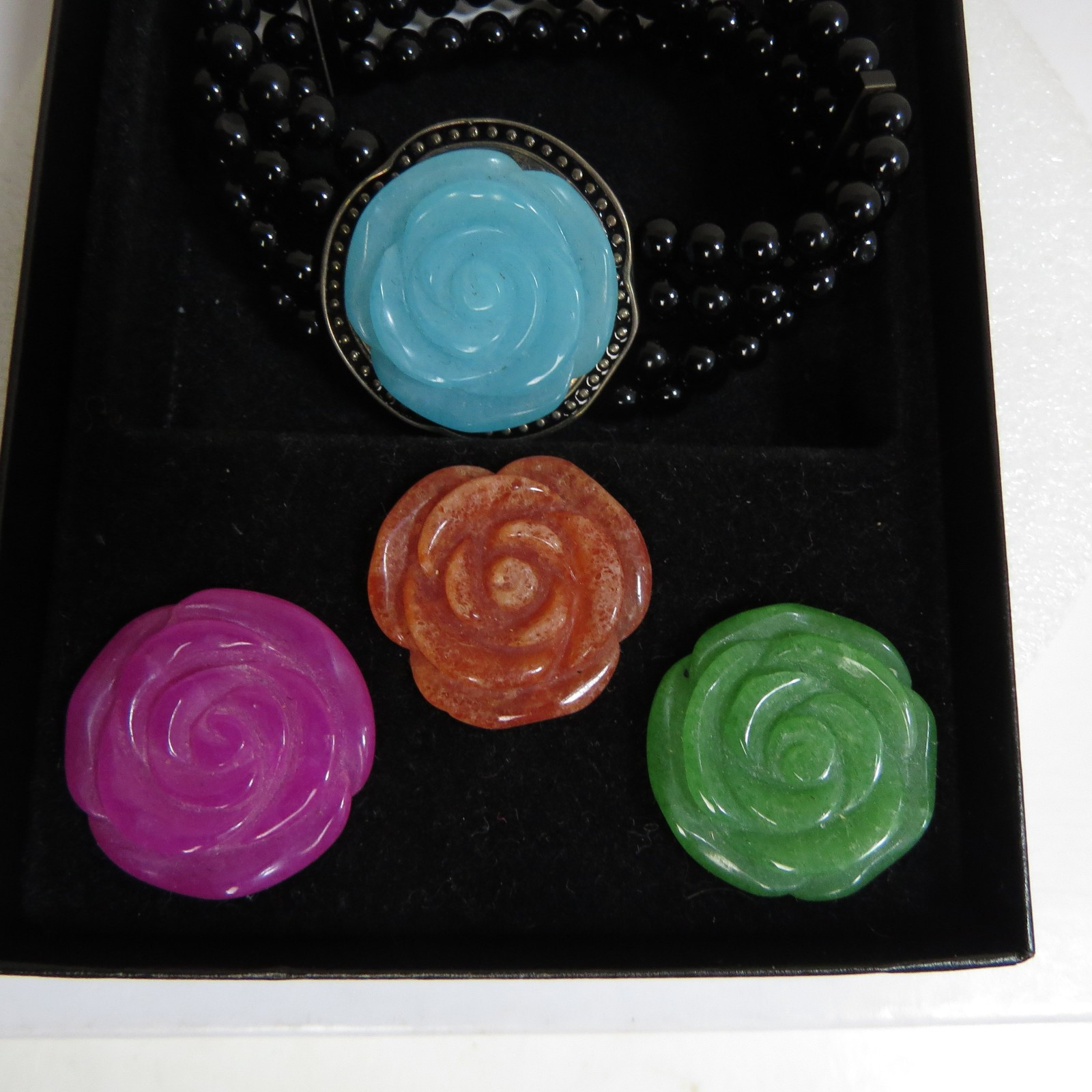 Carved Rose 4 In 1 Bracelet Interchangeable / Replaceable Magnetic Stones