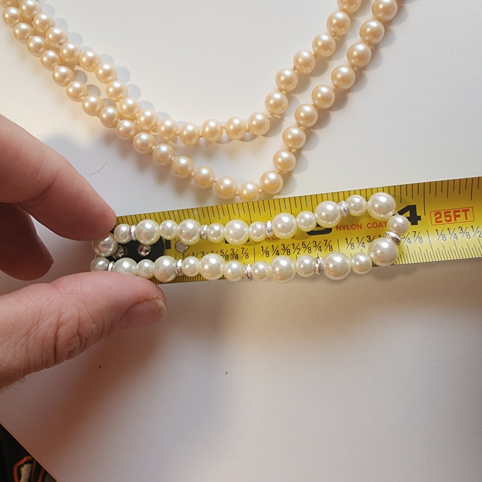 Lot Of 3 Vintage Faux Pearl / Beads Bracelets Necklace Choker Round Stretch