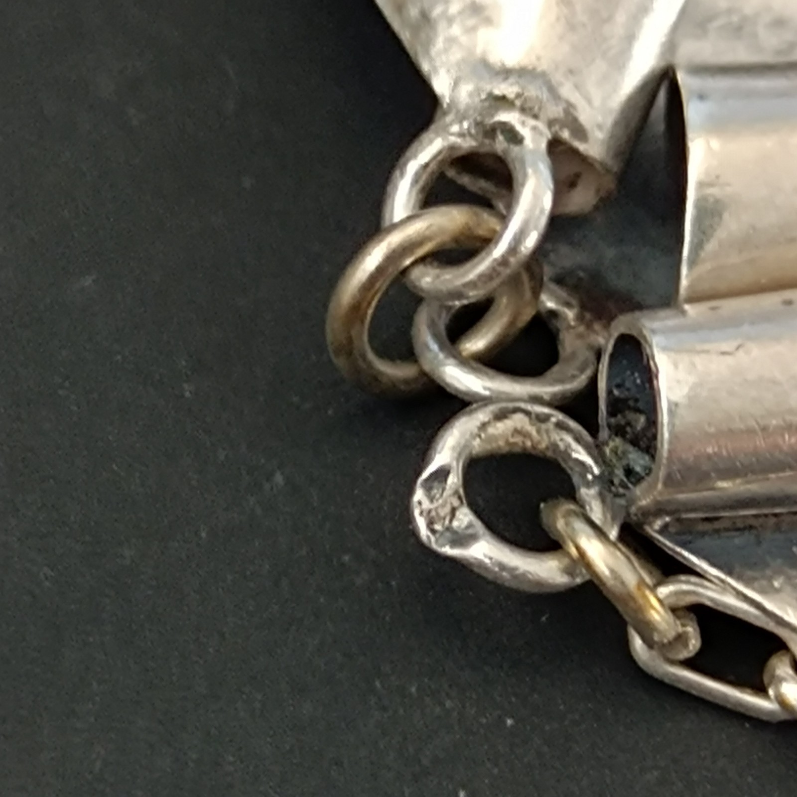 Modernist Silver Necklace Sculptural Artisan Bib Statement Abstract Handmade VTG