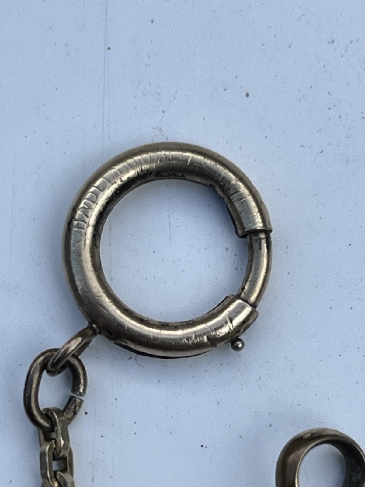 Victorian gold filled watch chain Signed Hadley Large ring