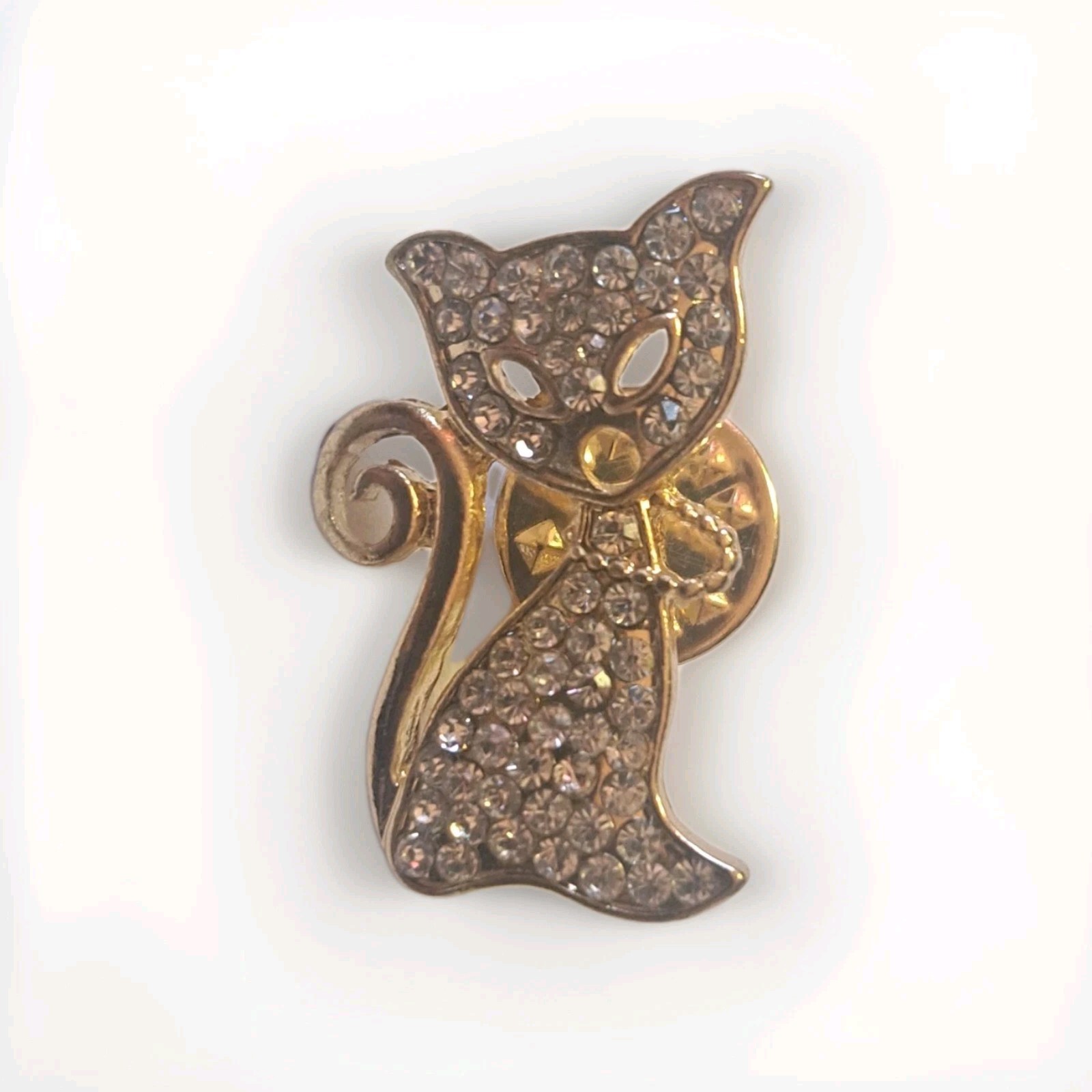 Real Collectibles by Adrienne Kitten Brooch White Sparkly Rhinestones