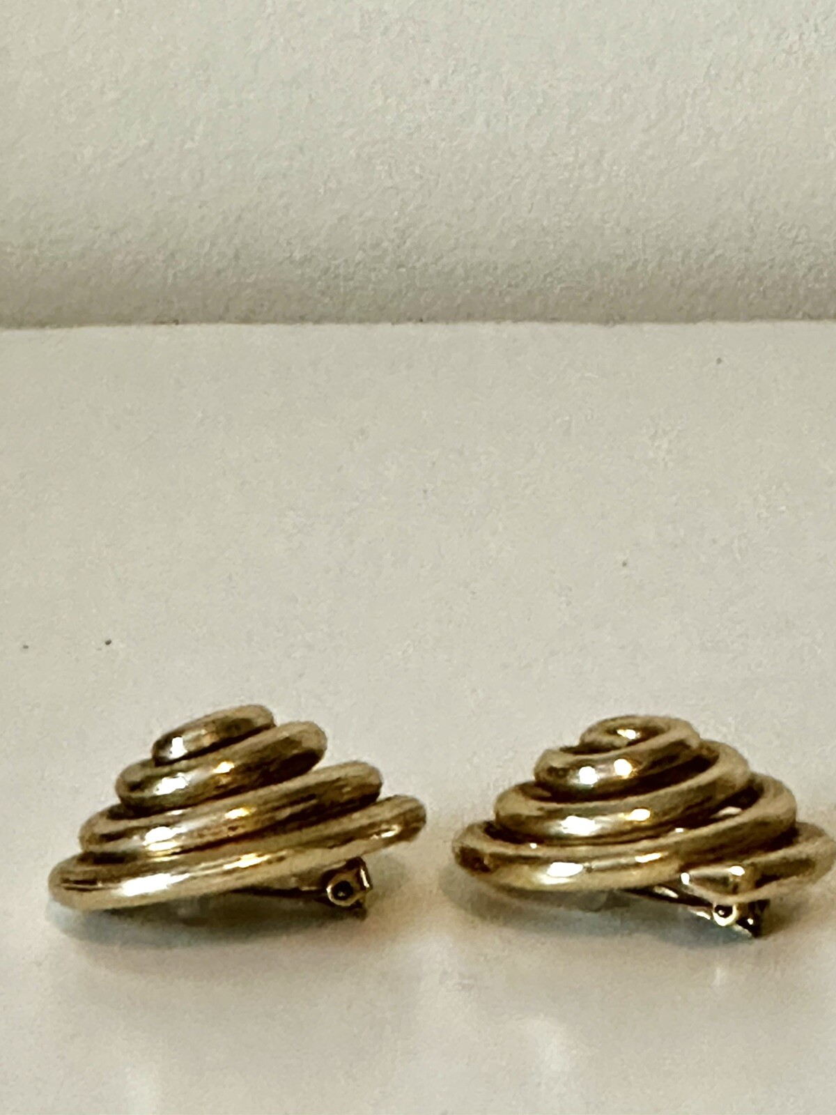Vintage Gold Coil Orena Paris Large Statement Spiral Clip Modernist Earrings 80s