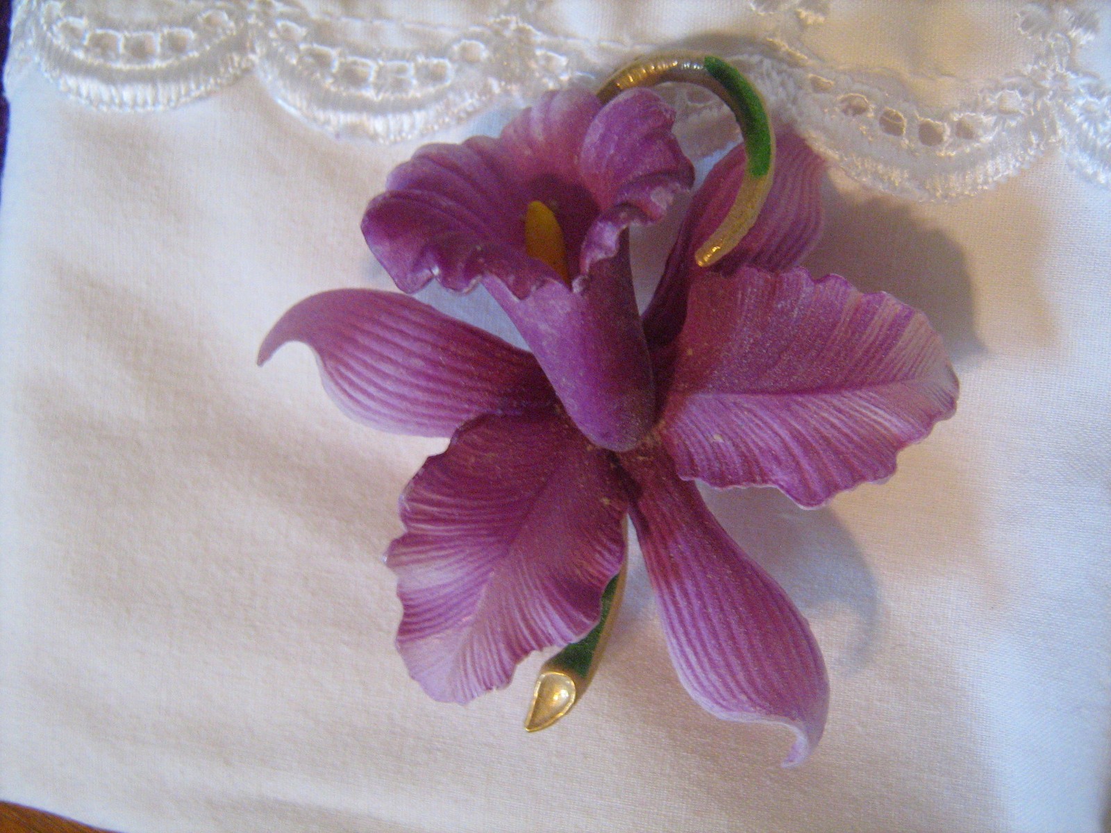 Light Weight Purple Tropical Orchid PIN BROOCH