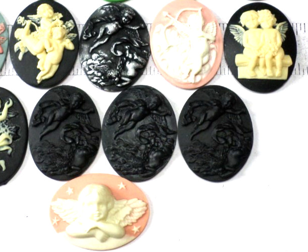 15 of 40x30mm Mixed Different Vintage Cherubs Oval Cameos Cabochons Lot