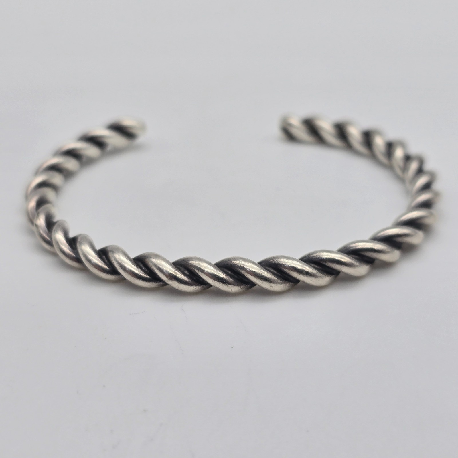 VTG Southwest Twist Wire Cord – 5 mm Sterling Silver Cuff Bangle Bracelet: 6.45″
